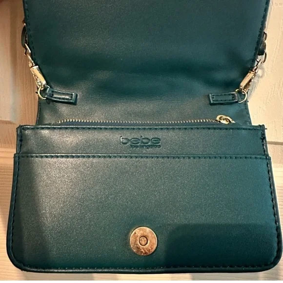 bebe Teal Crossbody Bag with Gold Chain EUC - Picture 3 of 6